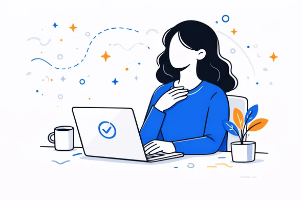 Flat semi-flat vector illustration, calm faceless traveler feeling organized after planning Canada eTA timing correctly, minimal background, clean modern tech feel, Aid-Air palette, simple geometric doodles
